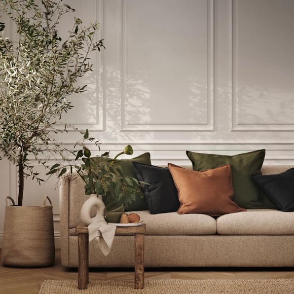 H&M 20 x 20 Charcoal Washed Linen Cushions + Covers - Picture 2 of 8